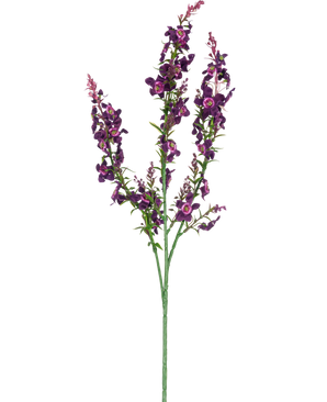The Artificial Flower Catnip 75 cm pink is a single artificial stem with three branches of pink and purple flowers and green leaves, isolated on a white background.