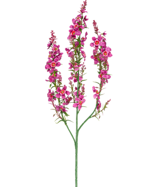 An Artificial Flower Catnip 75 cm light pink has a single green stem with three branches, each with clusters of small, light pink flowers and green leaves, against a plain white background.