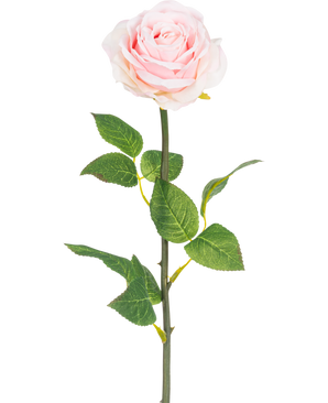 A classic artificial rose, 55 cm high, in light pink with green leaves - Artificial Flower Rose Classic 55 cm light pink.