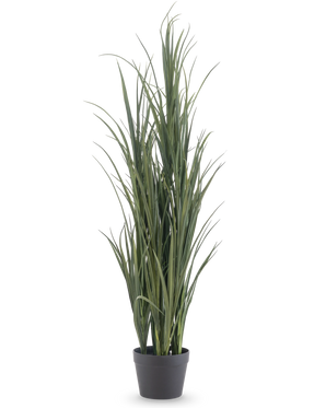 The Artificial Grass Green UV 120cm is a tall artificial grass plant with long, slender green leaves in a simple black pot, against a plain white background.