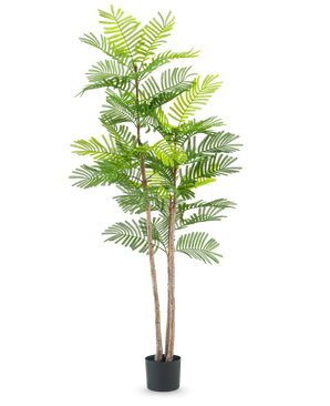The Artificial Fern plant 150 cm is a tall artificial plant with slender brown stems and green fern-like leaves, in a small black pot against a plain white background.