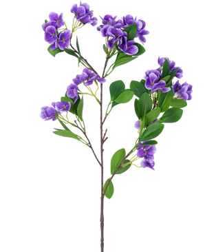 The Artificial Flower Snowball Real Touch Lilac 80 cm has a single artificial branch with bunches of vibrant lilac flowers and green leaves on multiple stems, against a plain white background.