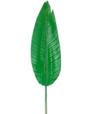 The Artificial Leaf Strelitzia 110cm is one large, green artificial leaf with a prominent midrib and visible side veins, depicted against a plain white background.