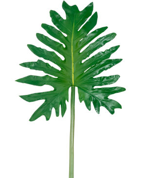 An Artificial Leaf Philodendron 68cm, featuring a large green tropical leaf with deep, irregular lobes and a long central stem, is shown against a plain white background.