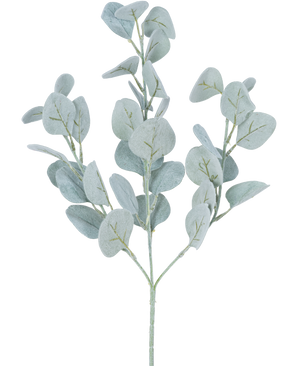 The Artificial Flower Eucalyptus around 68 cm has light green, round leaves on thin stems, beautifully isolated against a white background.