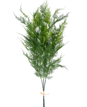 The Artificial Branch Fern Deluxe 127 cm has tall, feather-light green artificial ferns, bundled with a tan-colored rope, against a plain white background.