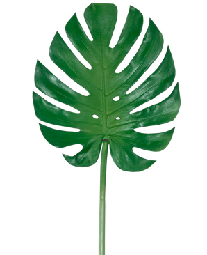 The Artificial Leaf Monstera 88cm is a large artificial green monstera leaf with deep slits and perforations, against a plain white background.