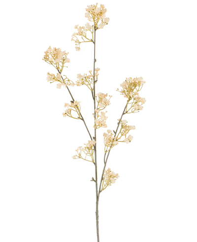 A single stem of Artificial Flower Gypso, 106 cm, cream/brown, with small, graceful cream and brown flowers that branch, set on a white background.