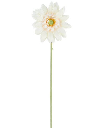 The Artificial Flower Mini Gerbera 47 cm cream is a single artificial flower in a creamy white shade, with layered petals and a green heart, attached to a long, straight green stem and presented against a plain white background.