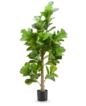 The Artificial Tobacco Plant 180 cm has high, wide green leaves and comes in a black pot, against a plain white background.