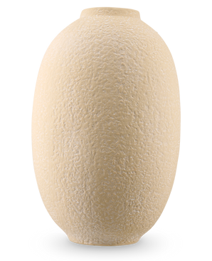 Vase Blush Meadow 42 cm in off-white, with an oval shape and a rough, structured surface, depicted against a plain white background.