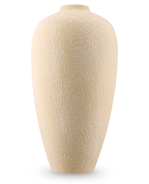 A tall, structured Vase Calm Bloom vase in off-white, measuring 42cm tall and with a narrow opening at the top, pictured against a plain white background.