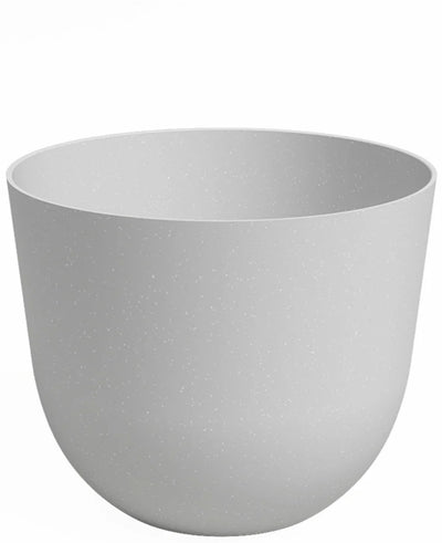 The Planter Havanna Ø40cm x H33cm is a light gray, round plastic flower pot with a smooth surface and without visible decorations or drainage holes.