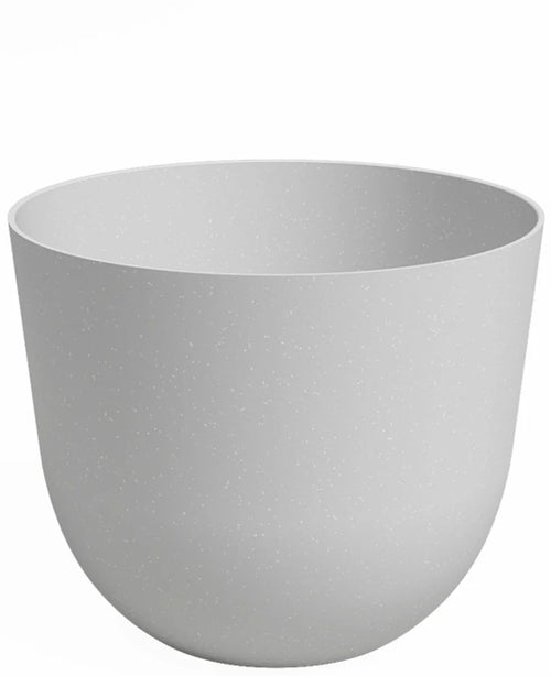 The Planter Havanna Ø40cm x H33cm is a light gray, round plastic flower pot with a smooth surface and without visible decorations or drainage holes.