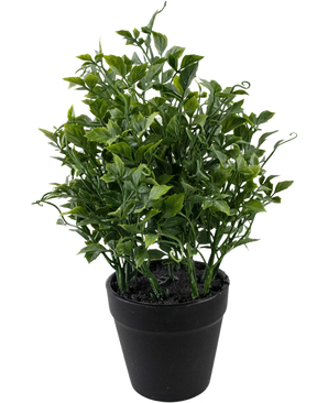 The Artificial Plant Grape 25 cm is a lush, green artificial plant with dense, pointed leaves in a black planter against a plain white background.