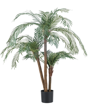 The Artificial Palm Cycas Classic 135 cm has several slender trunks and long, arching green leaves, in a simple black pot against a plain white background.