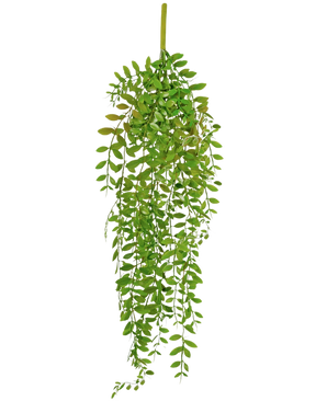The artificial hanging plant Pumila 89 cm has small, oval green leaves on several hanging stems, against a plain white background.