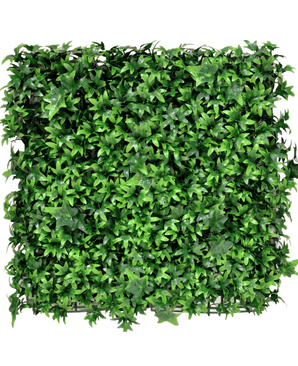 The Artificial Hedge Ivy 50x50 cm UV is a square panel densely covered with vibrant green artificial ivy leaves, which provide a lush, natural look against any plain background.