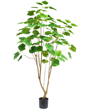 The Artificial Plant Ficus 180 cm is a tall houseplant in a pot with several slender brown stems and large green leaves, depicted against a plain white background.