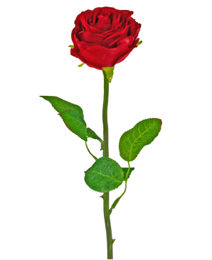 The Artificial Flower Rose Classic 54 cm red is a single red artificial rose with a green stem and leaves, against a plain white background.