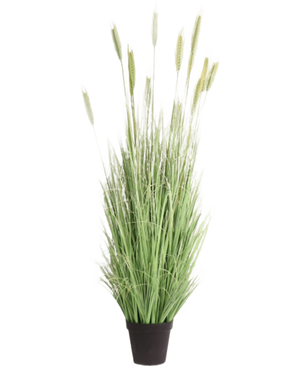 The Artificial Grass Plant Green 180 cm fire retardant has long, slender green blades and wheat-like ears in a black pot - ideal for stylish interior decoration and extra safety.