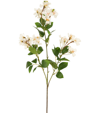 The Artificial Flower Lagerstroemia 92 cm white has a tall stem with clusters of small white flowers and green leaves, perfect for adding lasting beauty to any space. Ideal as a striking artificial plant against a plain white background.