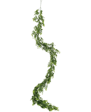 The Artificial Vine Plant Pumila 182 cm has a long, winding green vine with small leaves, which hangs vertically against a plain white background.