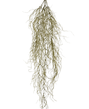 The Artificial hanging plant Sudo 110 cm has thin, long, curled dried branches that hang down against a plain white background. It adds atmosphere and coziness as a unique artificial hanging plant to your space.
