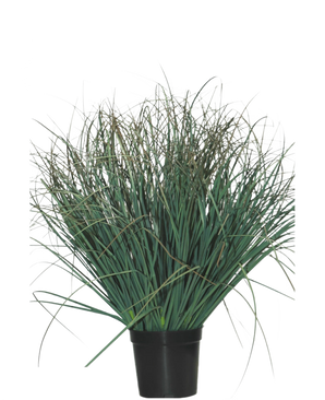 The Artificial Grass Plant Lawn green 50 cm fire retardant is a green plant in a pot with long, thin leaves and some dry brown tips, which gives a natural look to any room against a plain white background.