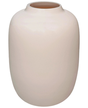 The Artic Beige Vase (Ø21 x H29 cm) is a smooth off-white ceramic vase with a round shape and a small flared opening, depicted against a white background.