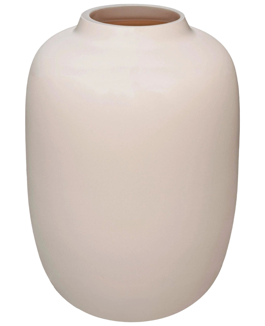 The Artic Beige Vase (Ø21 x H29 cm) is a smooth off-white ceramic vase with a round shape and a small flared opening, depicted against a white background.