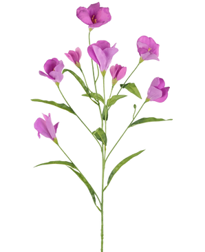 A single branch of Artificial Rhododendron Azalea Real Touch Purple 80cm with multiple branches displays delicate purple-pink flowers and buds against a plain white background.