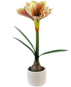 Artificial flower amaryllis real touch red/yellow 48 cm