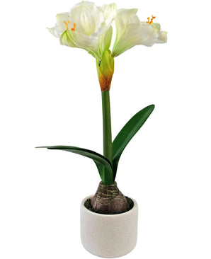 Artificial flower amaryllis real touch white 48 cm