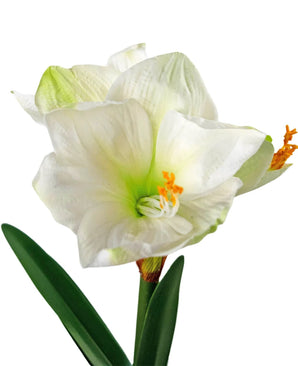 Artificial flower amaryllis real touch white 48 cm