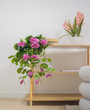 Artificial hanging plant geranium 75 cm purple - Easyplants Artificial Plants & Flowers
