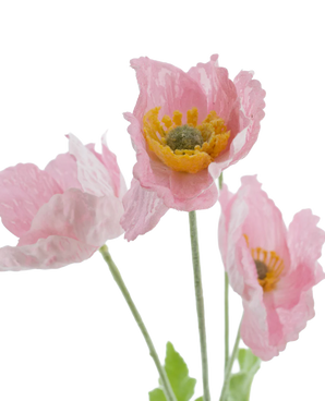 Artificial flower poppy real touch pink 60 cm