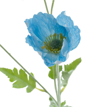 Artificial flower poppy real touch blue 60 cm