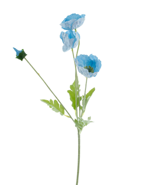 Artificial flower poppy real touch blue 60 cm