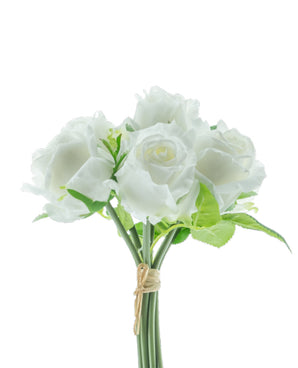 Artificial rose bouquet 7 Roses Real Touch White 30 cm