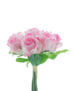 Artificial rose bouquet 7 Roses Real Touch pink 30 cm