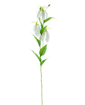 Artificial flower gloriosa real touch white 75 cm