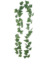 Two strands of artificial ivy hanging plant 340 cm with wide, heart-shaped leaves hang against a plain white background - an ideal choice to bring a green atmosphere into your home.