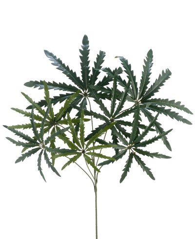 The Artificial Branch Ming Aralia spray 68 cm FR has green, spiky leaves that branch from slender stems, against a plain white background.