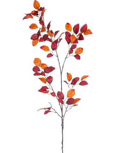 The Artificial Branch Red Beech 156 cm is a single branch with multiple stems, with vibrant red and orange autumn leaves against a plain white background.