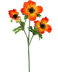 Artificial Flower Anemoon Branched 56 cm Orange