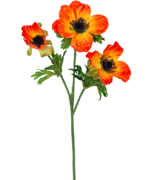 Artificial Flower Anemoon Branched 56 cm Orange
