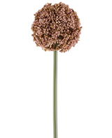 A single Artificial Flower Allium of 75 cm in mauve, with a long green stem and a large, round cluster of small mauve buds, depicted on a white background.