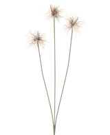 Three artificial flowers of the genus Xanthium in cream and brown, each with thin, long stems of 64 cm, arranged in a fan shape against a plain white background.