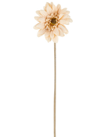 A single Artificial Flower Mini Gerbera in cream/brown, with layered petals and a long, thin stem of 47 cm, centered against a white background.